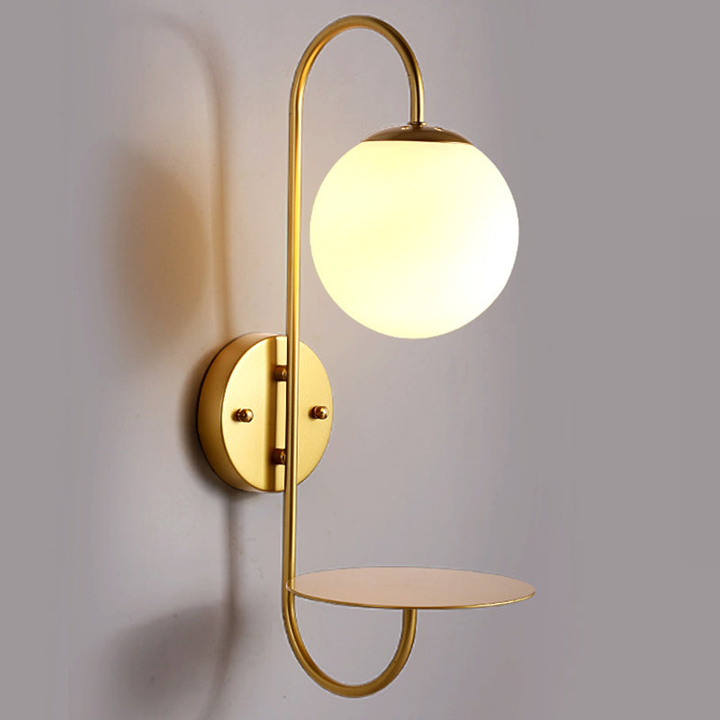 Modern Glass Wall Sconce Lighting Metal Gooseneck Wall Light for Bedroom