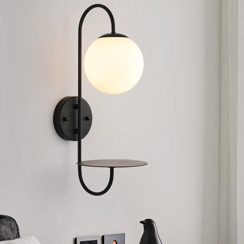 Modern Glass Wall Sconce Lighting Metal Gooseneck Wall Light for Bedroom
