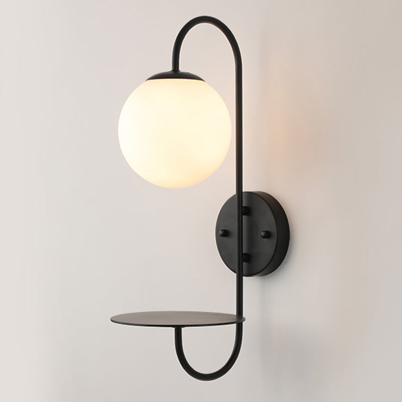 Modern Glass Wall Sconce Lighting Metal Gooseneck Wall Light for Bedroom