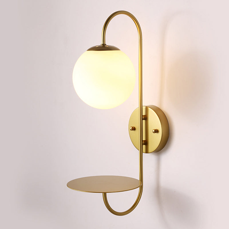 Modern Glass Wall Sconce Lighting Metal Gooseneck Wall Light for Bedroom
