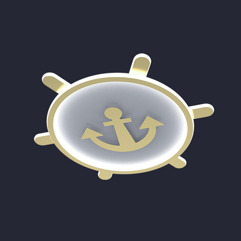 Mediterran Flushmount Light Nordic Modern Minimalistisch Kreativ Warm Golden Ruder Kinder Zimmer Zimmer-Zimmer-Studie Deckenlampen