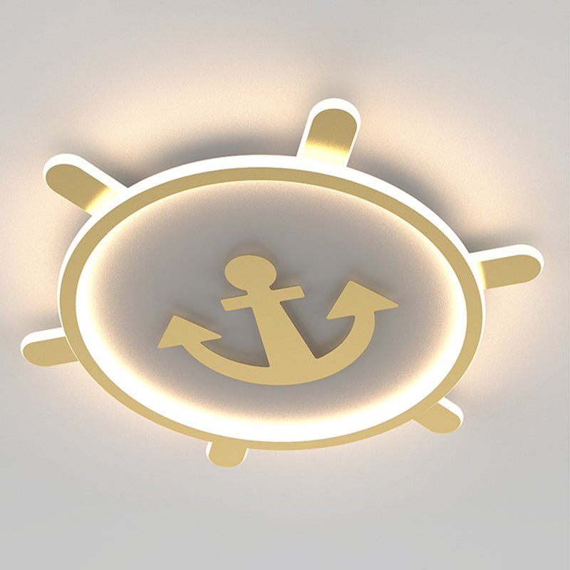 Mediterran Flushmount Light Nordic Modern Minimalistisch Kreativ Warm Golden Ruder Kinder Zimmer Zimmer-Zimmer-Studie Deckenlampen