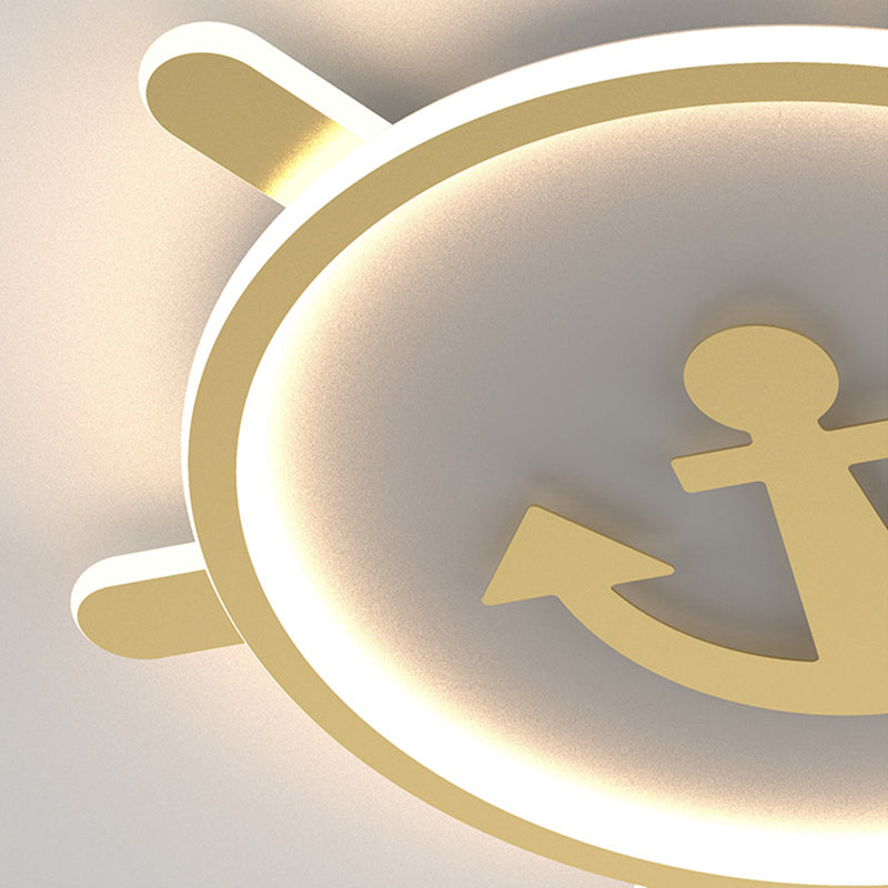 Mediterran Flushmount Light Nordic Modern Minimalistisch Kreativ Warm Golden Ruder Kinder Zimmer Zimmer-Zimmer-Studie Deckenlampen