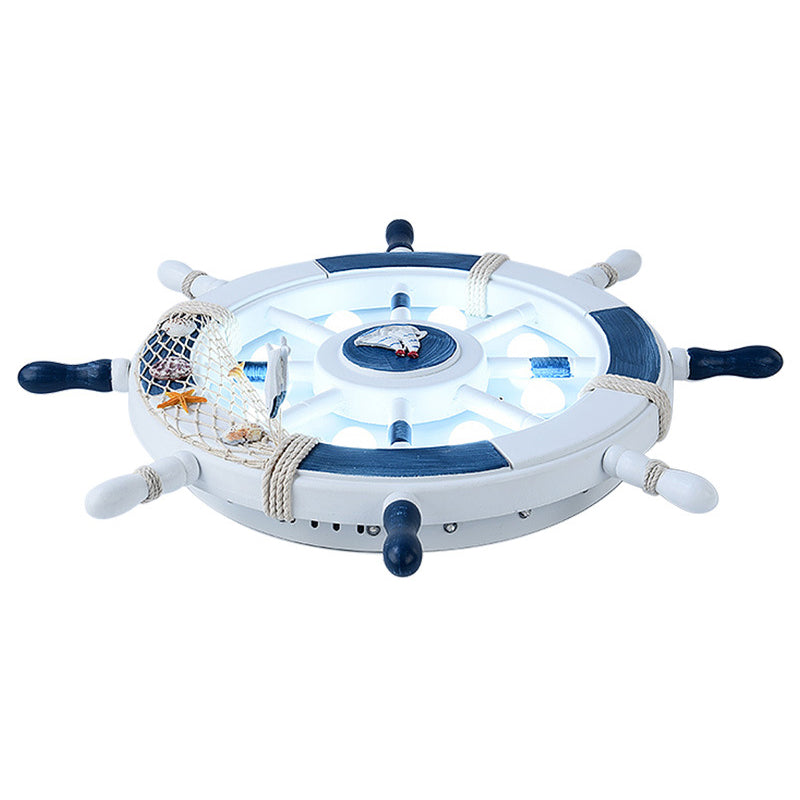 Mediterranean Flushmount Light Creative Cartoon Boat Rudder Personality Boy and Girl Bedroom Study Resin Energy-saving Lamps