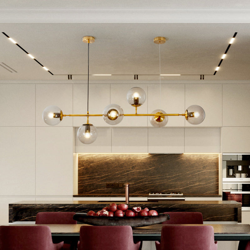 Bol eiland kroonluchter lichten eigentijdse glazen kroonluchter verlichtingsarmaturen voor eettafel