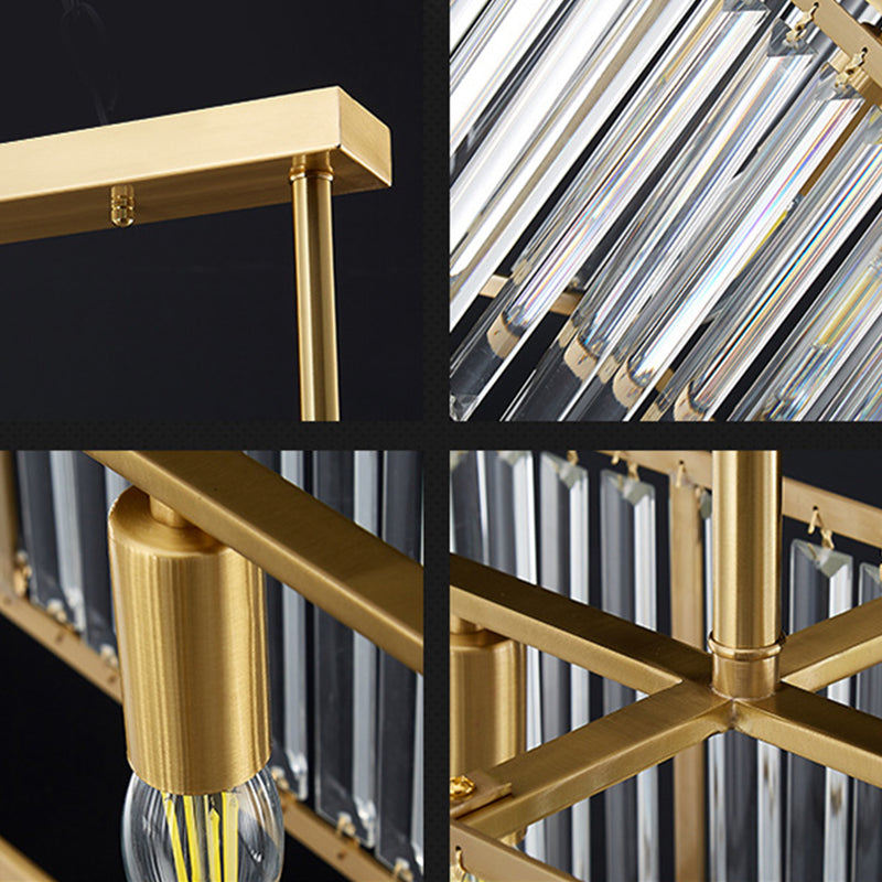 Luci del lampadario dell'isola rettangolare Simplicità K9 Fissature del lampadario cristallino per tavolo da pranzo