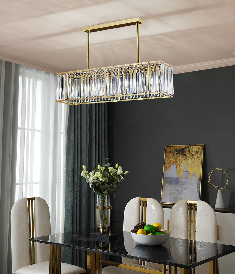 Luci del lampadario dell'isola rettangolare Simplicità K9 Fissature del lampadario cristallino per tavolo da pranzo