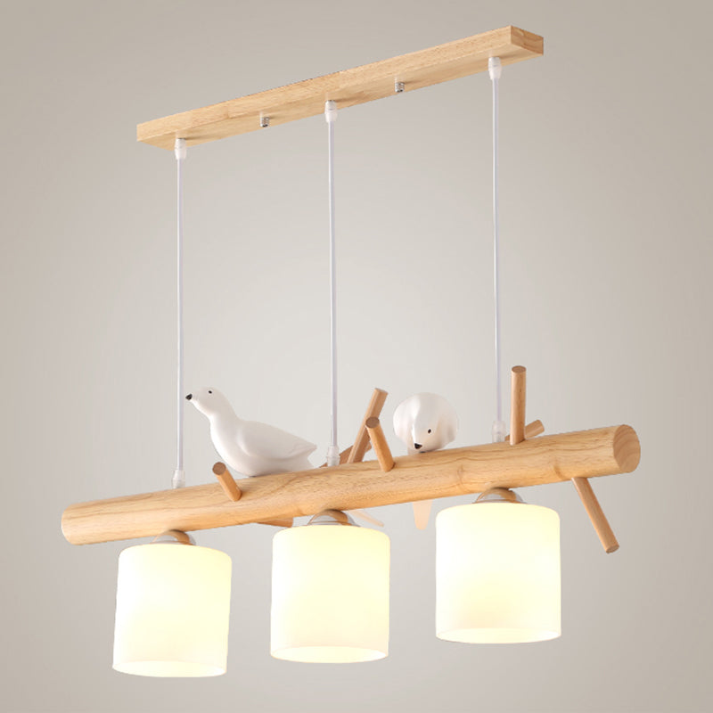 Luces de araña de la isla de cilindro simplicidad accesorios de iluminación de lámpara de vidrio blanco para mesa de comedor