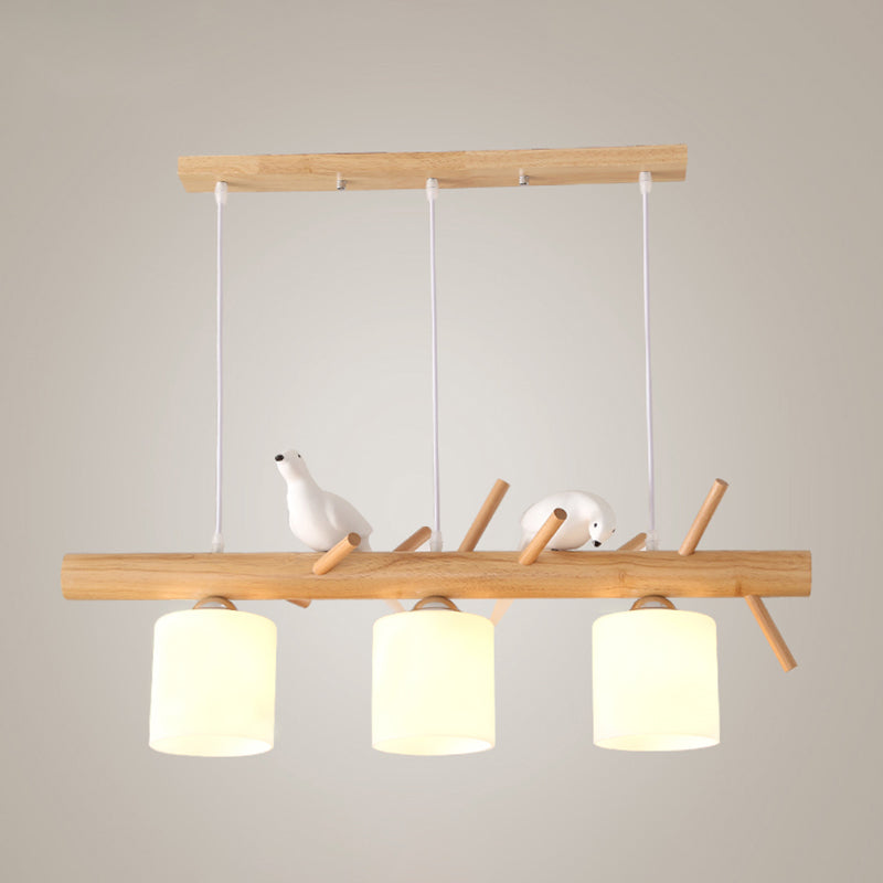 Luces de araña de la isla de cilindro simplicidad accesorios de iluminación de lámpara de vidrio blanco para mesa de comedor