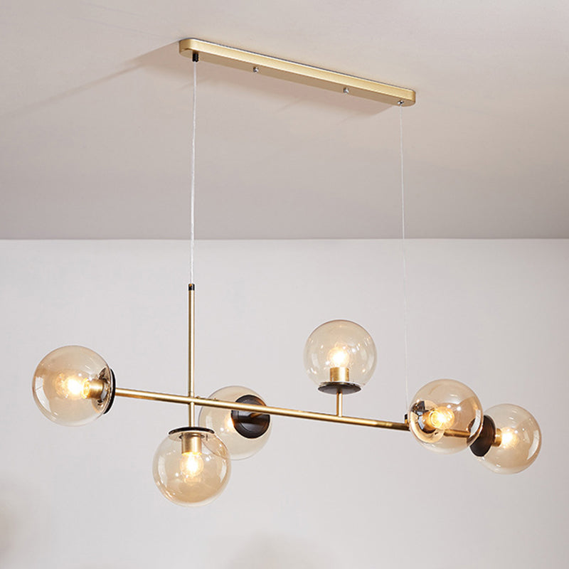 Minimalist-Style Orb Island Lighting Fixture Glass Dinning Room Island Pendant Light