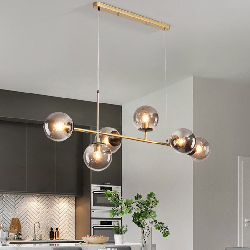 Minimalist-Style Orb Island Lighting Fixture Glass Dinning Room Island Pendant Light