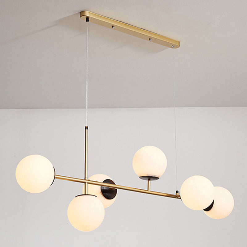 Minimalist-Style Orb Island Lighting Fixture Glass Dinning Room Island Pendant Light