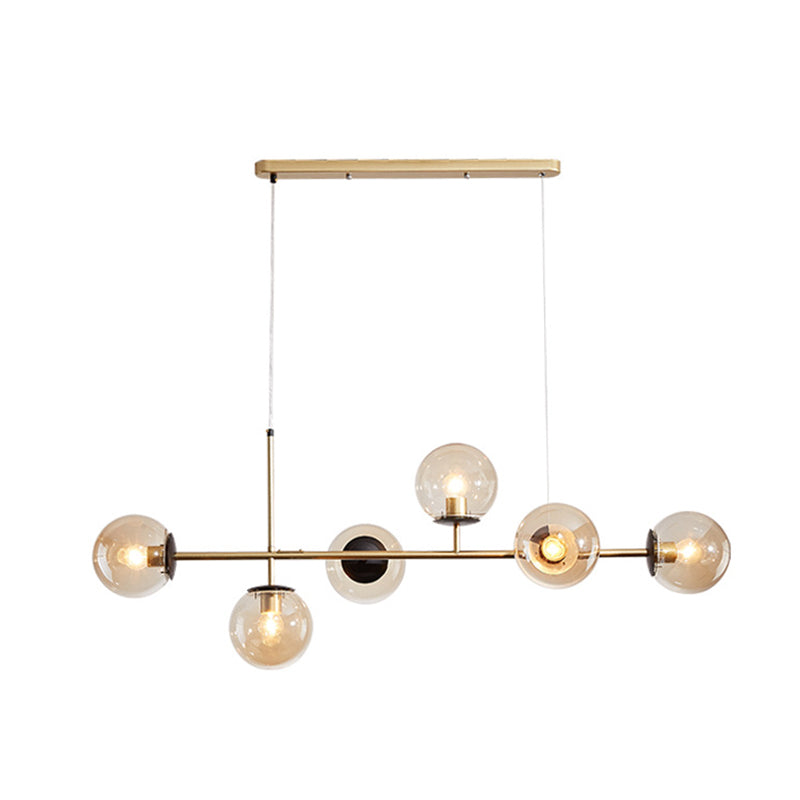 Minimalist-Style Orb Island Lighting Fixture Glass Dinning Room Island Pendant Light