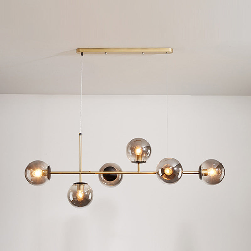 Minimalist-Style Orb Island Lighting Fixture Glass Dinning Room Island Pendant Light