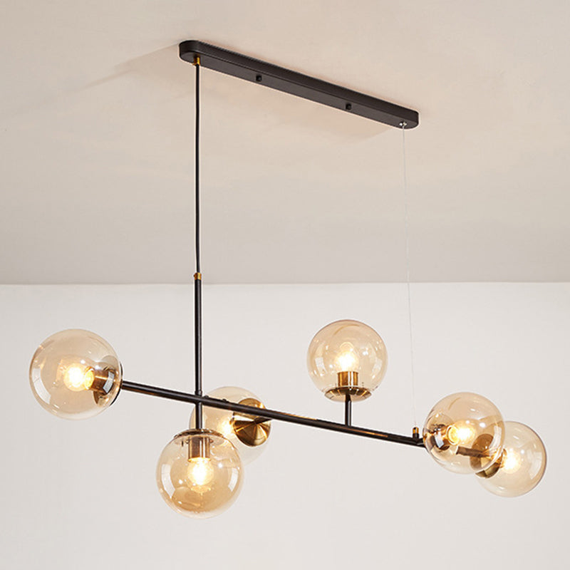 Minimalist-Style Orb Island Lighting Fixture Glass Dinning Room Island Pendant Light