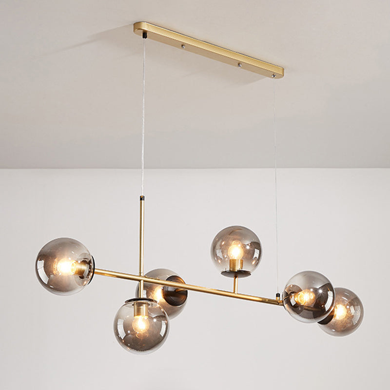 Minimalist-Style Orb Island Lighting Fixture Glass Dinning Room Island Pendant Light