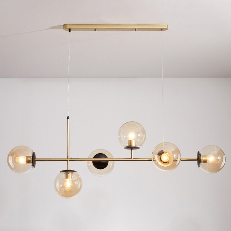 Minimalist-Style Orb Island Lighting Fixture Glass Dinning Room Island Pendant Light