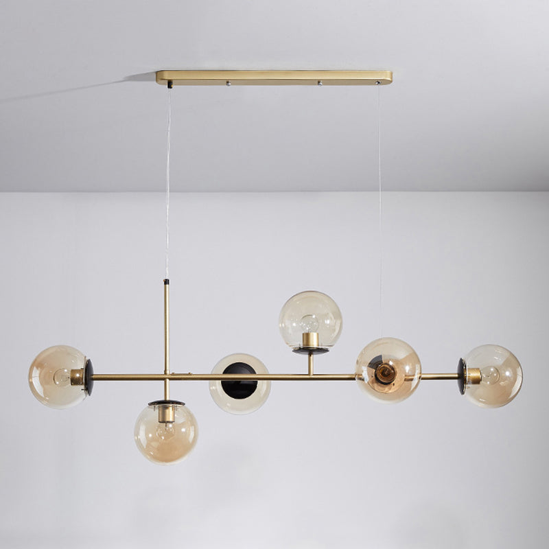 Minimalist-Style Orb Island Lighting Fixture Glass Dinning Room Island Pendant Light