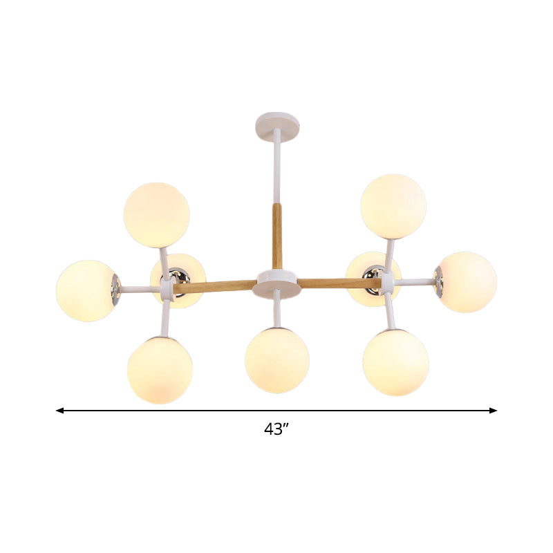Modern Globe Chandelier Light Fixture White Glass 9/12/16 Heads Dining Room Hanging Light Kit