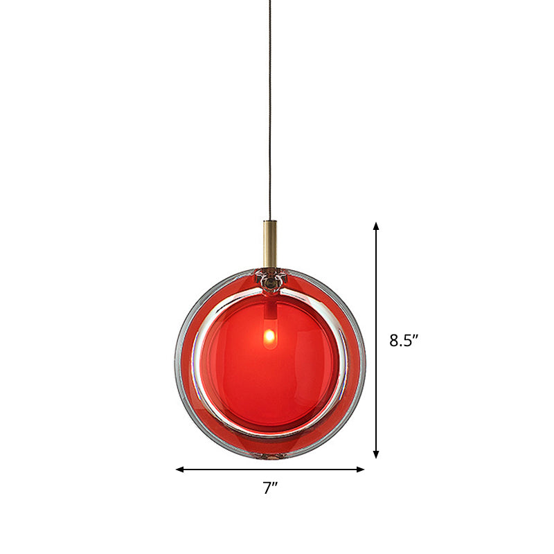 Kit de lampe suspendue rond Macaron Verre rouge 1 Aménagement d'éclairage pendentif à chambre claire légère