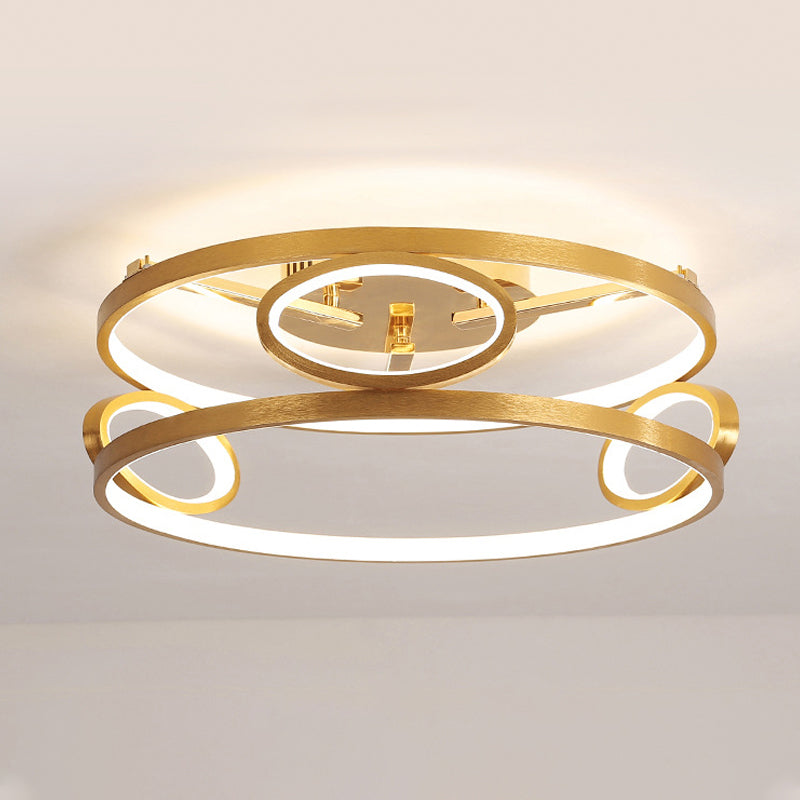 Tiered Semi Flush Light Simple Acrylic LED Gold Ceiling Mounted Fixture for Living Room, 18"/23.5" Wide
