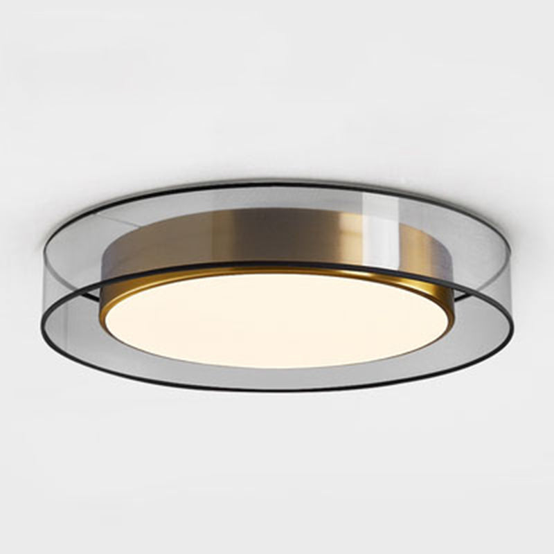 Cylinder Glass Flush Mount Modern Style Living Room Ceiling Light Fixture with Shape