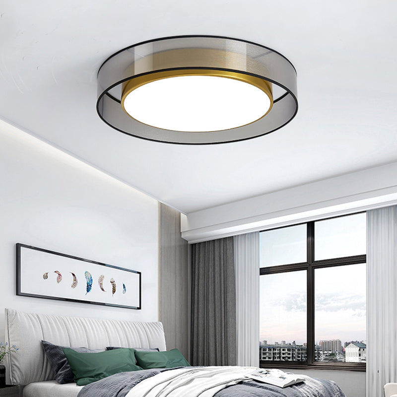 Cylinder Glass Flush Mount Modern Style Living Room Ceiling Light Fixture with Shape