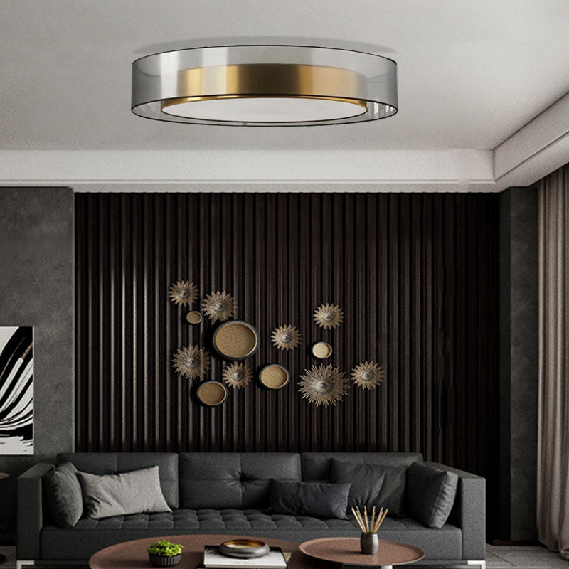Cylinder Glass Flush Mount Modern Style Living Room Ceiling Light Fixture with Shape