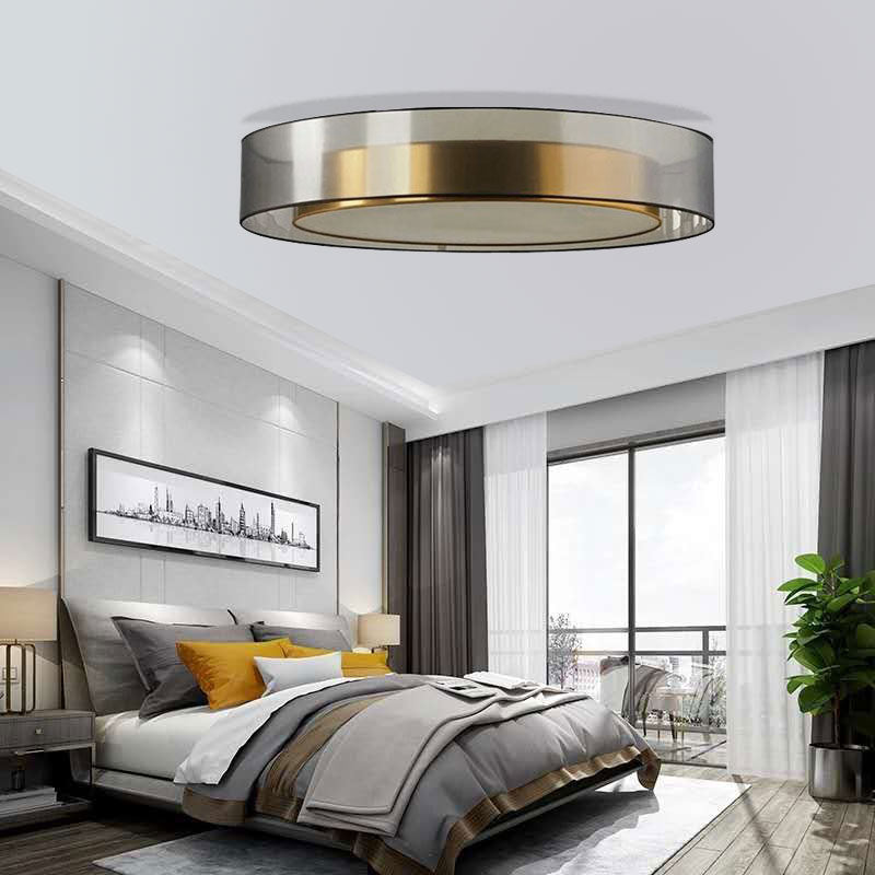 Cylinder Glass Flush Mount Modern Style Living Room Ceiling Light Fixture with Shape