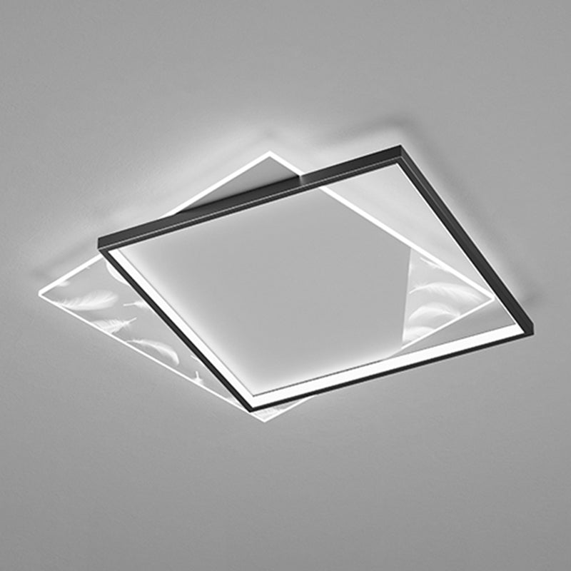 Stagger Square Acrylic LED Semi Flush Ceiling Light in Modern Concise Style Feather Ceiling Fixture for Bedroom