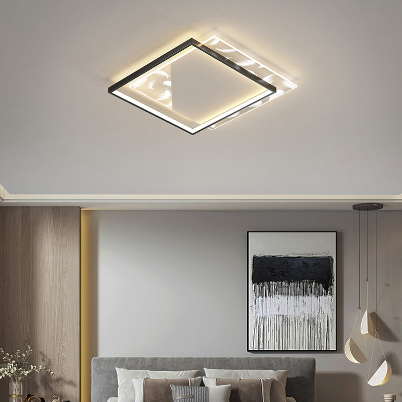 Stagger Square Acrylic LED Semi Flush Ceiling Light in Modern Concise Style Feather Ceiling Fixture for Bedroom