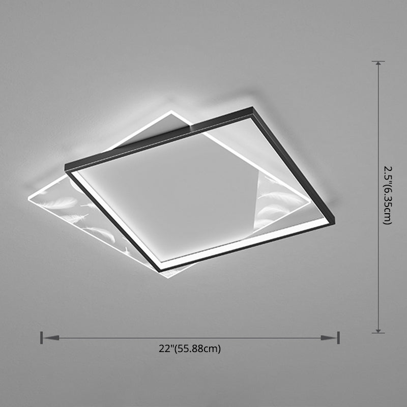 Stagger Square Acrylic LED Semi Flush Ceiling Light in Modern Concise Style Feather Ceiling Fixture for Bedroom