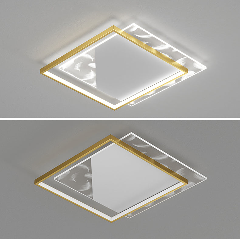 Entrelacé carré acrylique LED semi encastré plafonnier moderne style minimaliste chambre à coucher plumes plafonnier luminaire