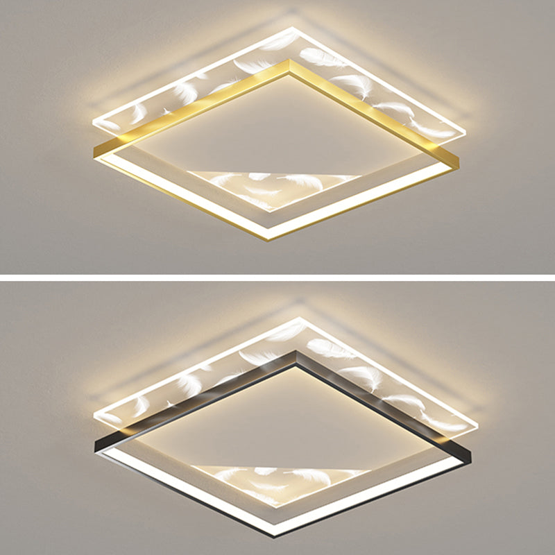 Stagger Square Acrylic LED Semi Flush Ceiling Light in Modern Concise Style Feather Ceiling Fixture for Bedroom