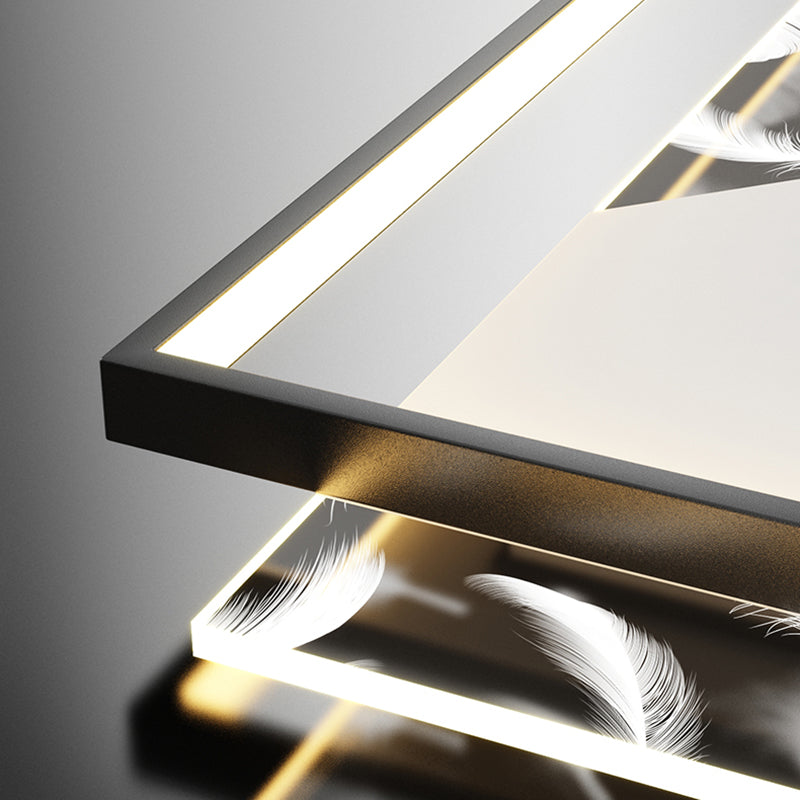 Stagger Square Acrylic LED Semi Flush Ceiling Light in Modern Concise Style Feather Ceiling Fixture for Bedroom