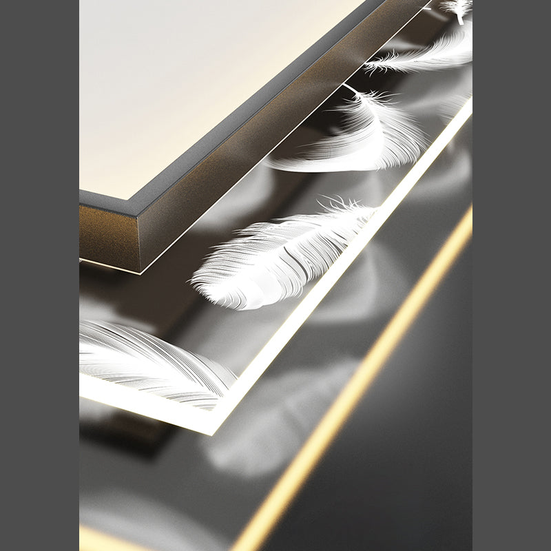 Stagger Square Acrylic LED Semi Flush Ceiling Light in Modern Concise Style Feather Ceiling Fixture for Bedroom