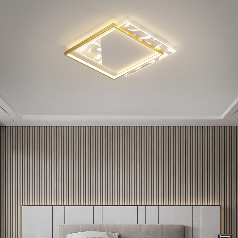 Stagger Square Acrylic LED Semi Flush Ceiling Light in Modern Concise Style Feather Ceiling Fixture for Bedroom