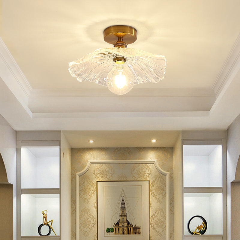 Glass Shaded Ceiling Mounted Fixture Minimalist Style Clear Ceiling Mount Light Fixture