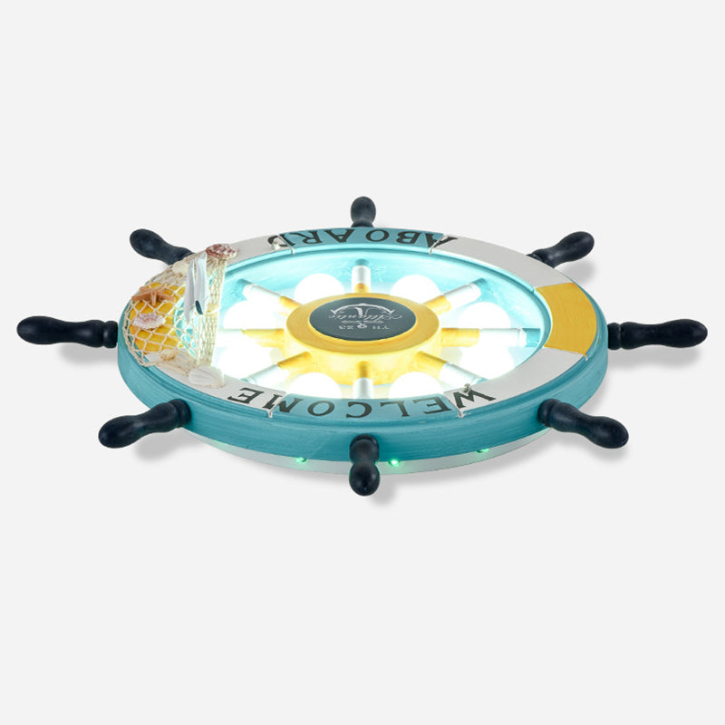 Children's Room Ceiling Light Fixture Creative Boy Bedroom Study Cartoon Pirate Ship Rudder Mediterranean Style LED lamps