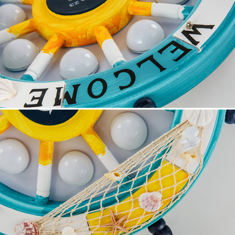 Salle des enfants Plafond Fixation de la lumière Creative Boy Bedroom Study Cartoon Pirate Ship Rudder Mediterranean Style LED LED