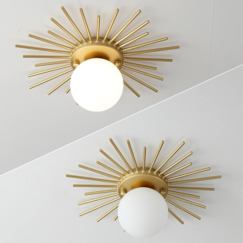 Zeitgenössische Runde Deckenmontage Glas Aisle Ceiling Mount Light Fassung in Weiß