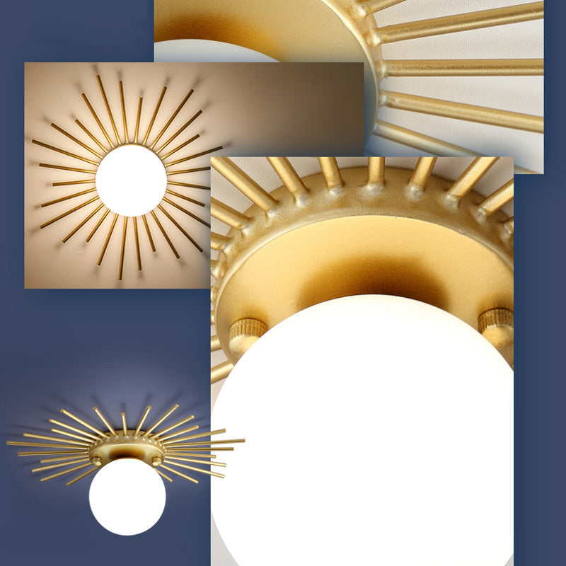 Zeitgenössische Runde Deckenmontage Glas Aisle Ceiling Mount Light Fassung in Weiß