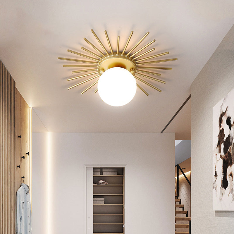 Zeitgenössische Runde Deckenmontage Glas Aisle Ceiling Mount Light Fassung in Weiß