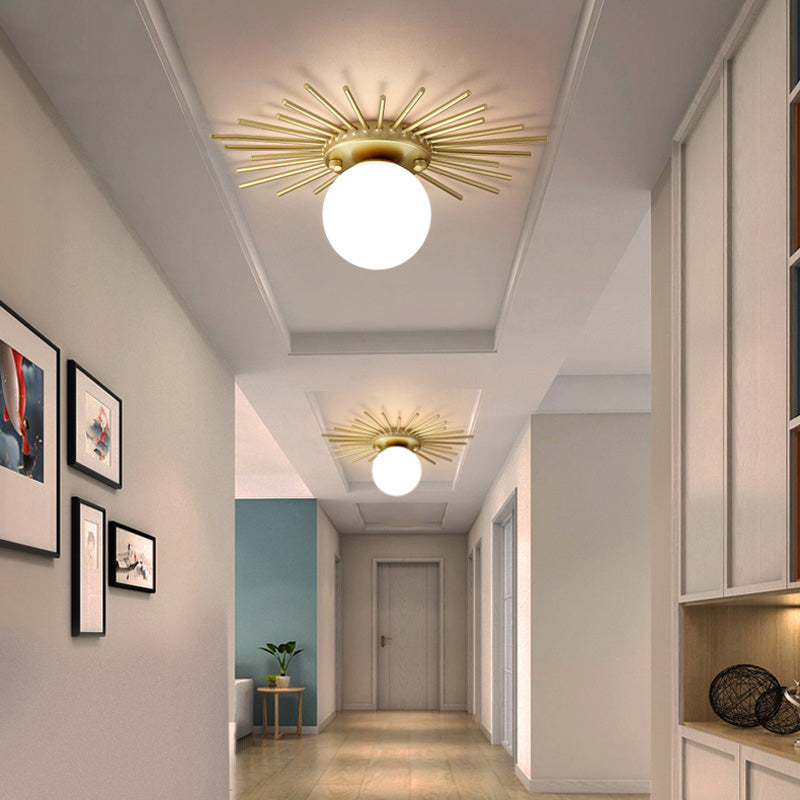 Zeitgenössische Runde Deckenmontage Glas Aisle Ceiling Mount Light Fassung in Weiß