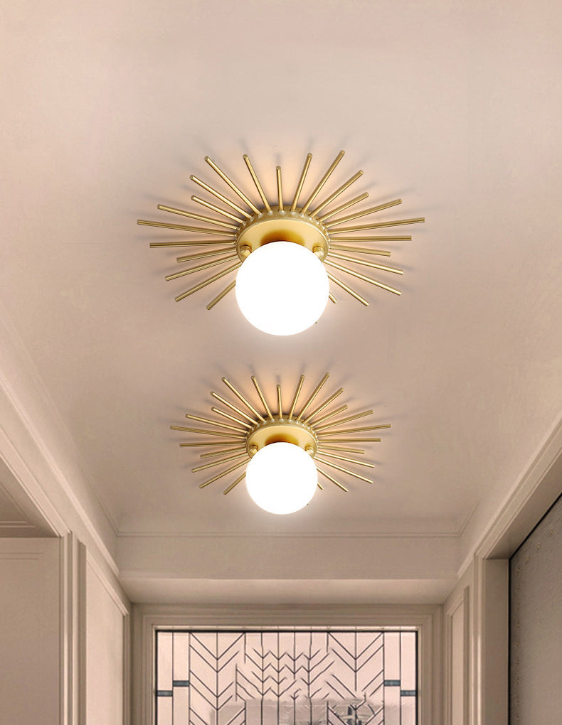 Zeitgenössische Runde Deckenmontage Glas Aisle Ceiling Mount Light Fassung in Weiß