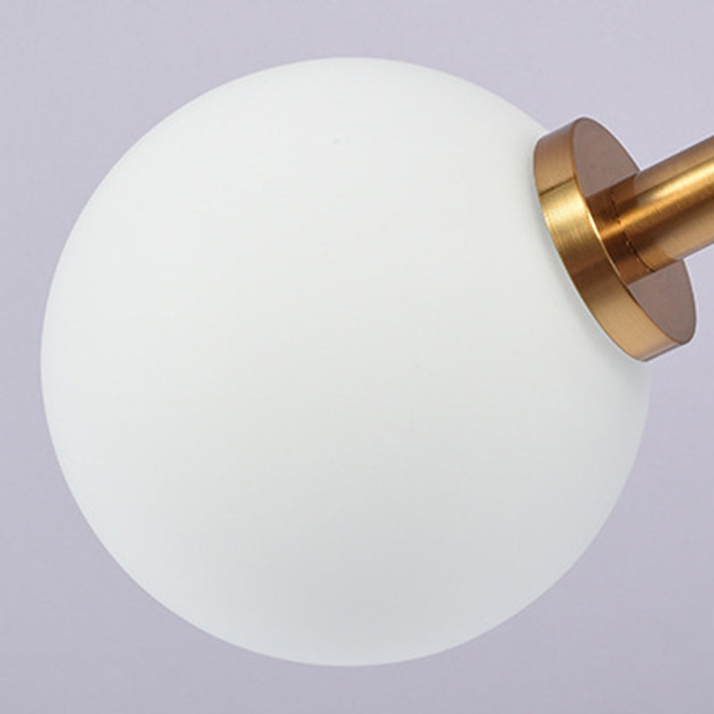 Living Room Semi Flush Light Fixture Minimalist Gold Semi Mount Lighting with Round Glass Shade