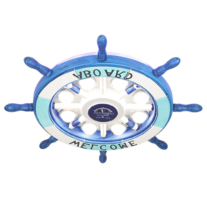 Children's Room Ceiling Light Fixture Mediterranean Style Bedroom Study Home Kindergarten Cute Cartoon Ship Rudder Resin Lamp