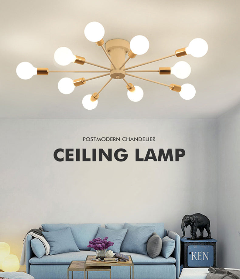 Lámpara de techo industrial Sputnik empotrada, luces de techo semiempotradas de metal para espacios interiores