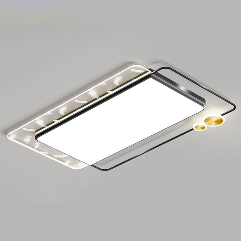 Geometric Feather LED Ceiling Light in Modern Simplicity Wrought Iron Ceiling Fixture for Living Room