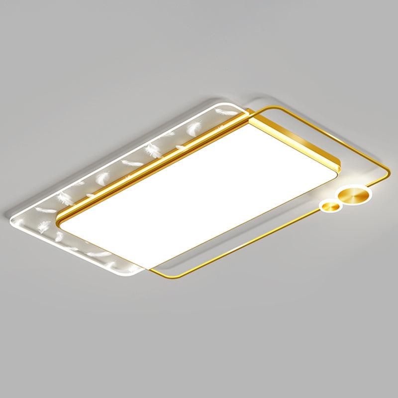 Geometric Feather LED Ceiling Light in Modern Simplicity Wrought Iron Ceiling Fixture for Living Room